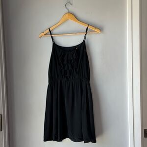 WYL Silk Ruffle Black Mini Dress Spaghetti Straps